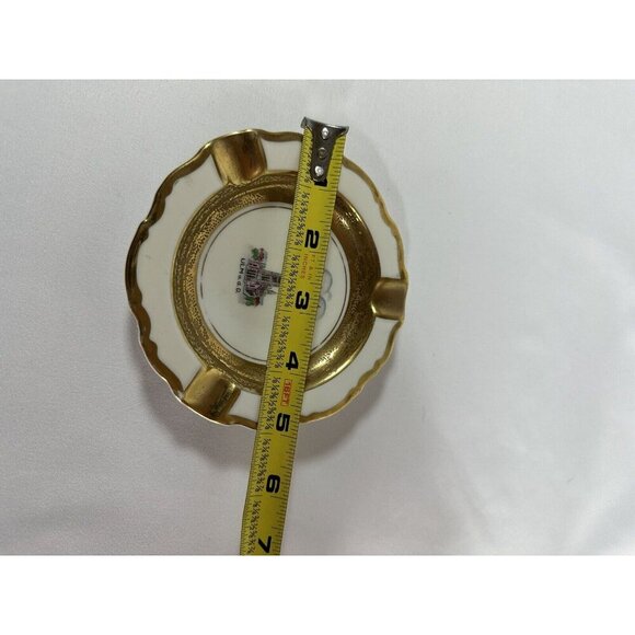 VINTAGE RARE- ASHTRAY - 3 3/4" ROUND - GOLD TRIM - Picture 4 of 6